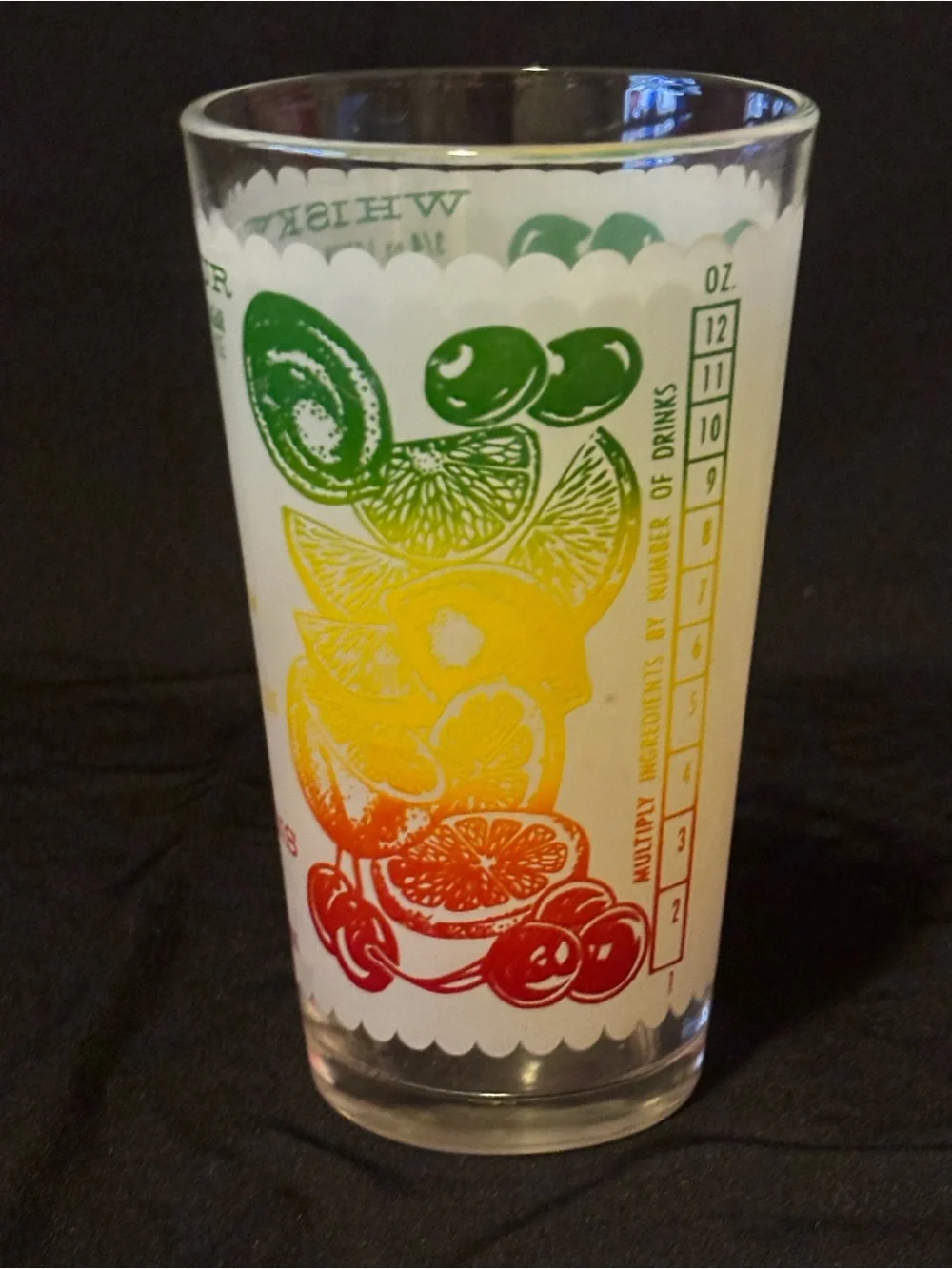 Vintage Cocktail Recipe Mixing Drinking Glass